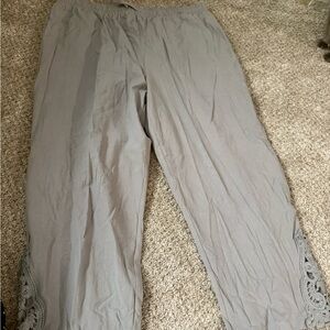 Gray Lace Trim Pants.